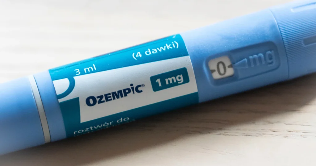 Ozempic 1 mg ára – injekciós toll közelről, mg kijelzővel és címkével